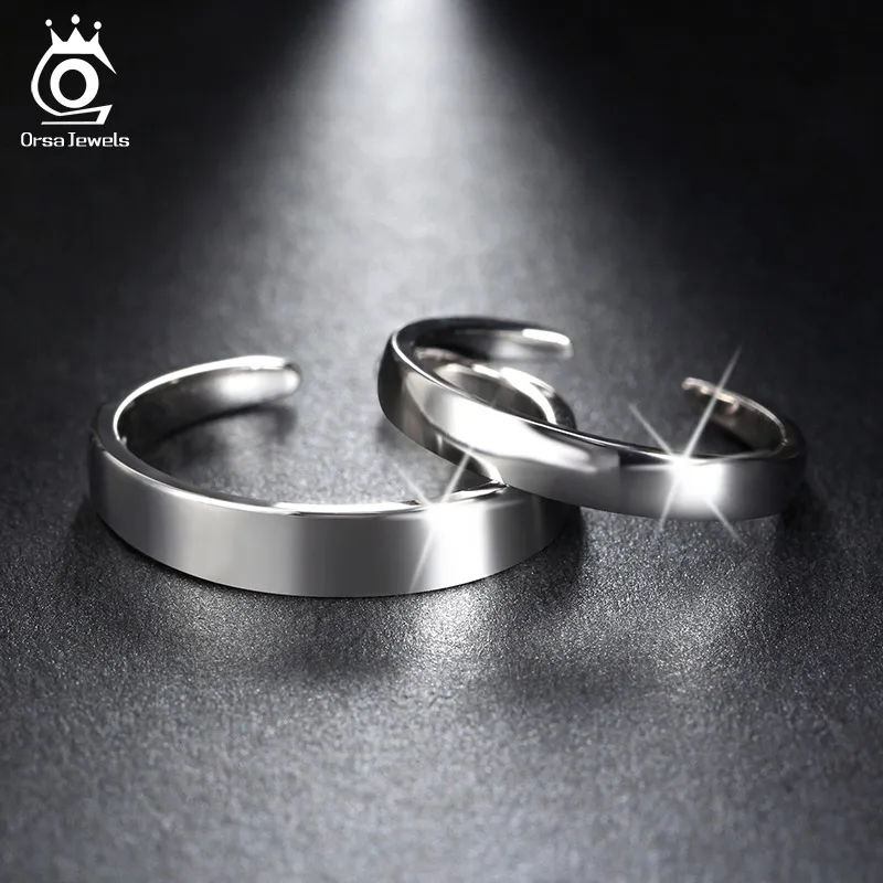 ORSA JEWELS Pure 925 Sterling Silver Rings for Women&Men Couple Ring Romantic Wedding Valentine Present Fashion Jewelry SR21