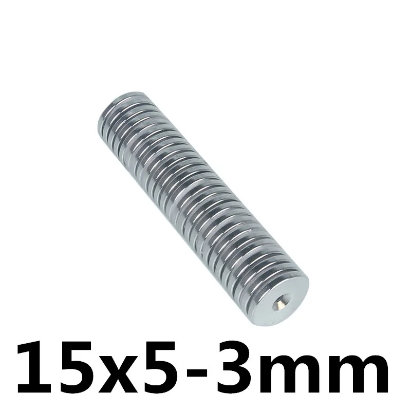 

5pcs 15*5-3mm Powerful Round Ring Magnets 15mm x 5 mm Hole 3mm Rare Earth Neo Neodymium N35 Ring Magnet