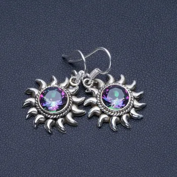 

Natural Mystical Topaz 925 Sterling Silver Earrings 1 1/4" Q1836