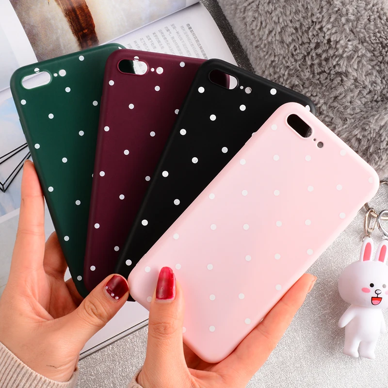 USLION Fashion Wine Red Wave Point Phone Case For iPhone 7 Plus Dots Soft TPU Cases Back Cover For iPhone7 Plus (15)