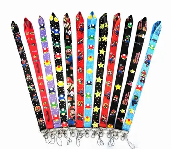 

Free shipping 200 Pcs /Wholesale lot Mix Super Mario Necklace Strap Lanyards Cell Phone PDA Key ID Strap Charms