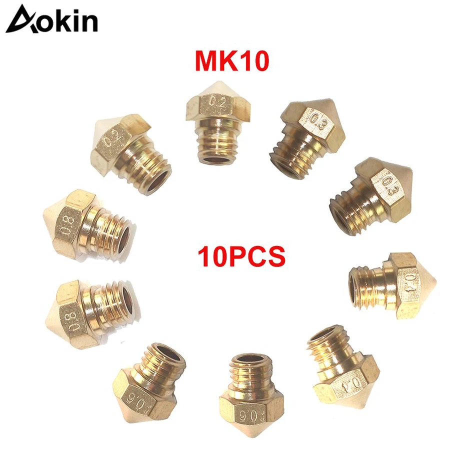 

10PCS MK10 Extruder Nozzle for 3D Printer Makerbot 2 0.2mm 0.3mm 0.4mm 0.6mm 0.8mm