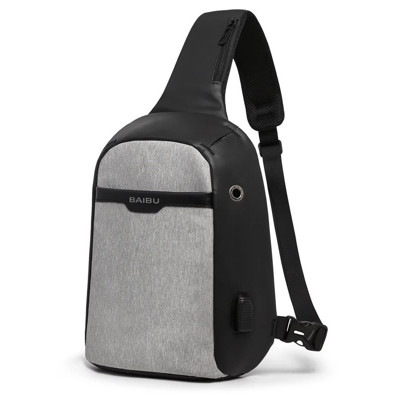 

2019 Canvas Sling Bag for Men USB Charging Shoulder Bag Large Capacity Chest Bag Men Crossbody Bag Water Repellent Chest Pack