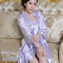 Летний женский халат длиной до запястья с рукавами, женская ночная рубашка, костюм-двойка, халат с вышивкой, шелковое ночное белье, халаты, ночная рубашка