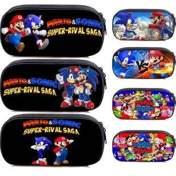 

Sonic&Mario Pencil Case Student Boys Girls Stationery Bag Fashion New Cute High Quality Pen Holder Box Daily Kid School Supplies