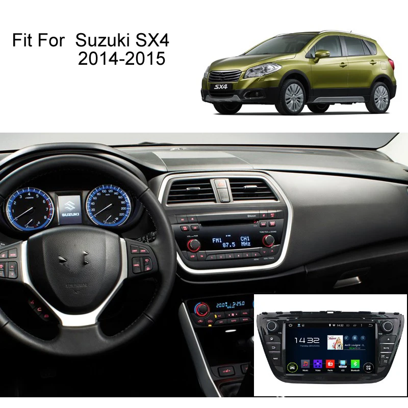 Discount 8" two din android 9.0 car dvd player For Suzuki S-Cross SX4 2014 2015 2016 2017 with capacitive touch screen gps wifi DVR DAB 4