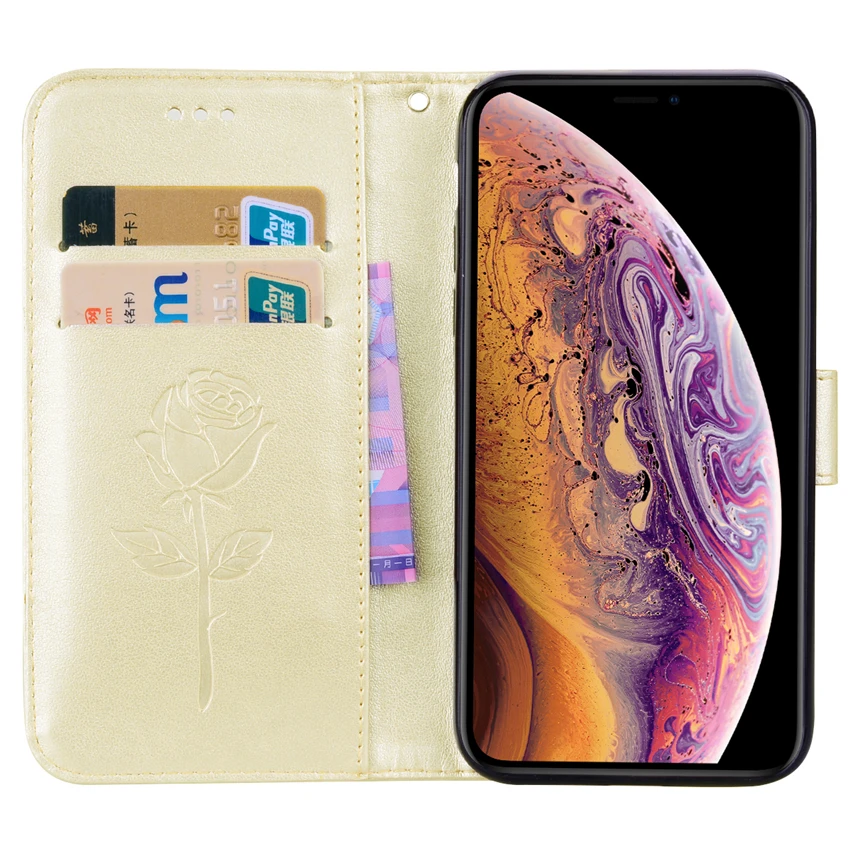 Роскошный кожаный чехол с объемным цветком для Apple iPhone 11 Pro XS Max XR X, откидной Чехол-бумажник для iPhone 8, 7, 6S Plus, x, 10, 5, SE, Funda Capa