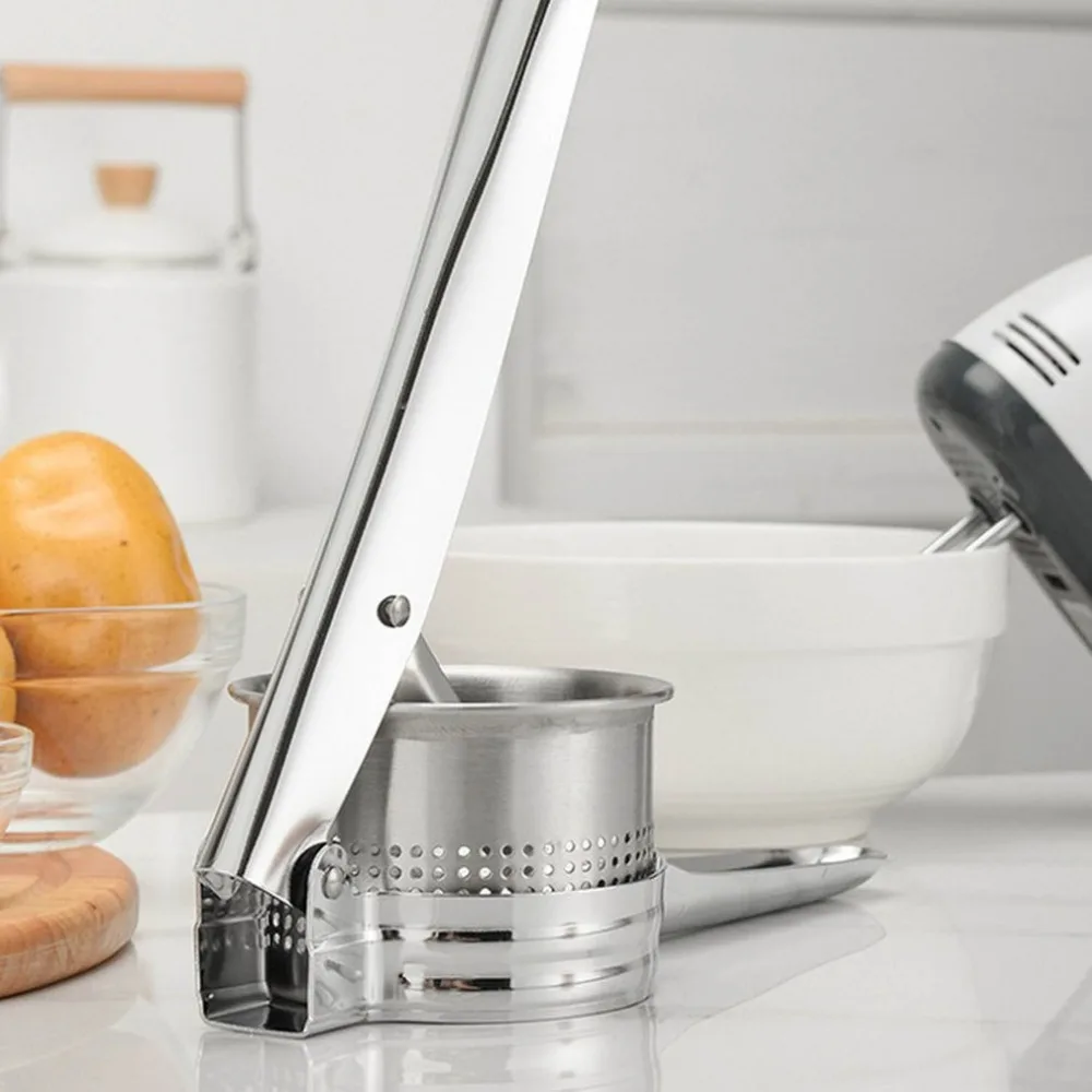 

Kitchen Gadget Cooking Tool Stainless Steel Manual Potato Masher Squeezer Potatoes Mud Pressure Mash Maker Device
