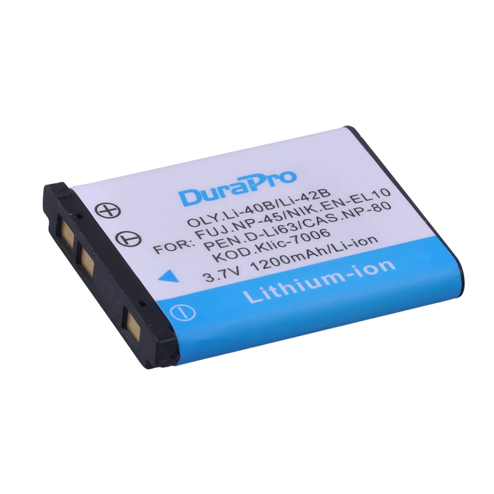 DuraPro 1 шт. 3,7 V 1200 мА/ч, LI-42B Li-40B LI42B Li ion аккумулятор 42B 40B EN-EL10 RU EL10 Камера Батарея для цифровой камеры OLYMPUS U700 U710 FE230 FE340 FE290