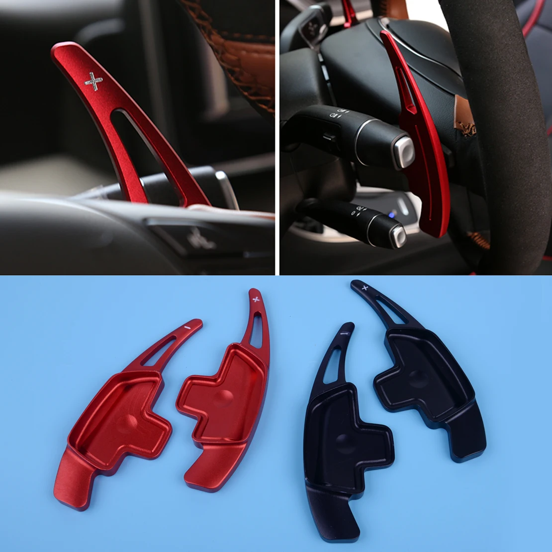 DWCX 1 pair Aluminum Alloy Car Interior Steering Wheel Shift Paddles