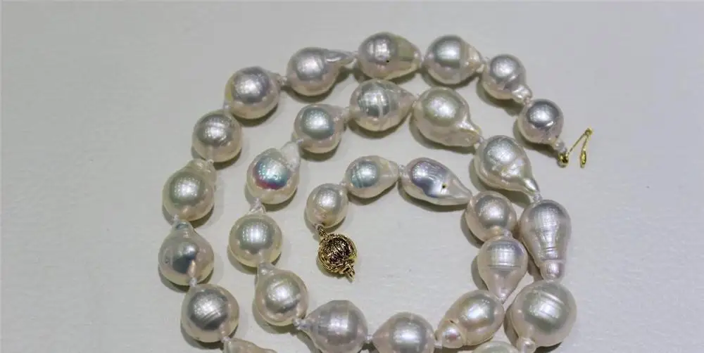 

FREE SHIPPING>>>@@ > White Beautiful keshi pearl necklace 9X10mm-12x15mm 17.5INCH Alloy "handmade" a(5.18)