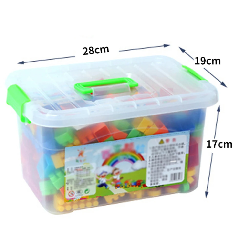 Plastic Building Bricks Stacking Blocks Set - 180 Pieces with Storage Box, Children Color & Shape Cognition, DIY Assembled Toys