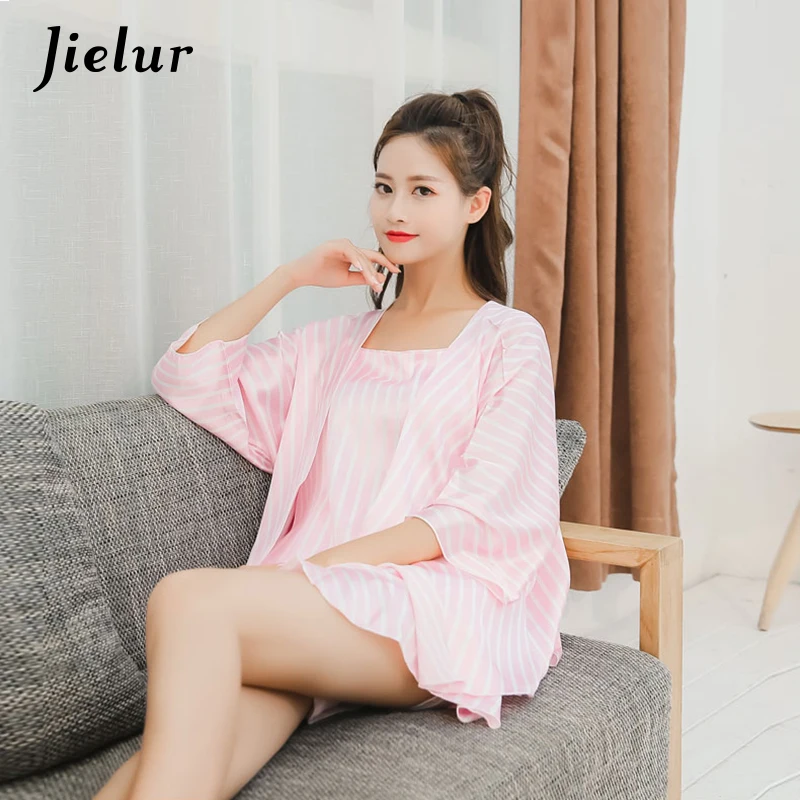 Jielur/Летняя и весенняя Милая Пижама комплекты из 4 предметов женские пижамы с