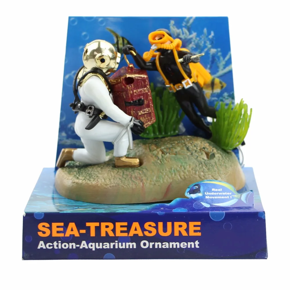 Yoohigh Fish Tank Use Sea Treasure Diver Action Aquarium Ornament for Fish Tank Realistic Design 