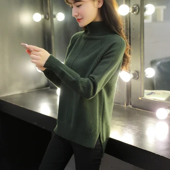 

2020 Turtleneck sweater female autumn and winter new version of the loose thick pullover sweater women bottoming