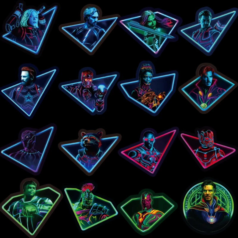 49PCS Neon Super Hero Stickers Marvel Sticker Skateboard Motorcycle Luggage Stickers For Laptop Set Waterproof Superhero Sticker