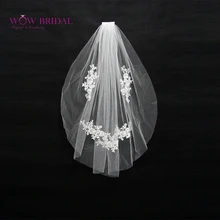 Wowbridal Изящные Белые Свадебные вуали для подружки невесты вышивка аппликация Обрезанные края органза свадебные аксессуары