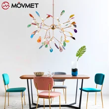 Французская кантри натуральный агат листья люстра круглый подвесной светильник креативный Глобус ЦВЕТАСТАЯ люстра освещение для фойе кухня