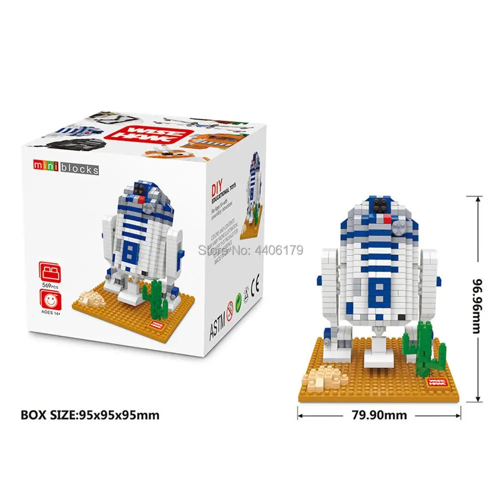 

hot LegoINGlys Star Wars R2-D2 smart robot figures micro diamond building block moc model nanoblock brick toys for children gift