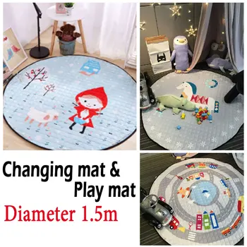 

Changing mat/pad for diaper changing and playing, big size:: diameter-1.5m, easy to collect toys, easy for travel