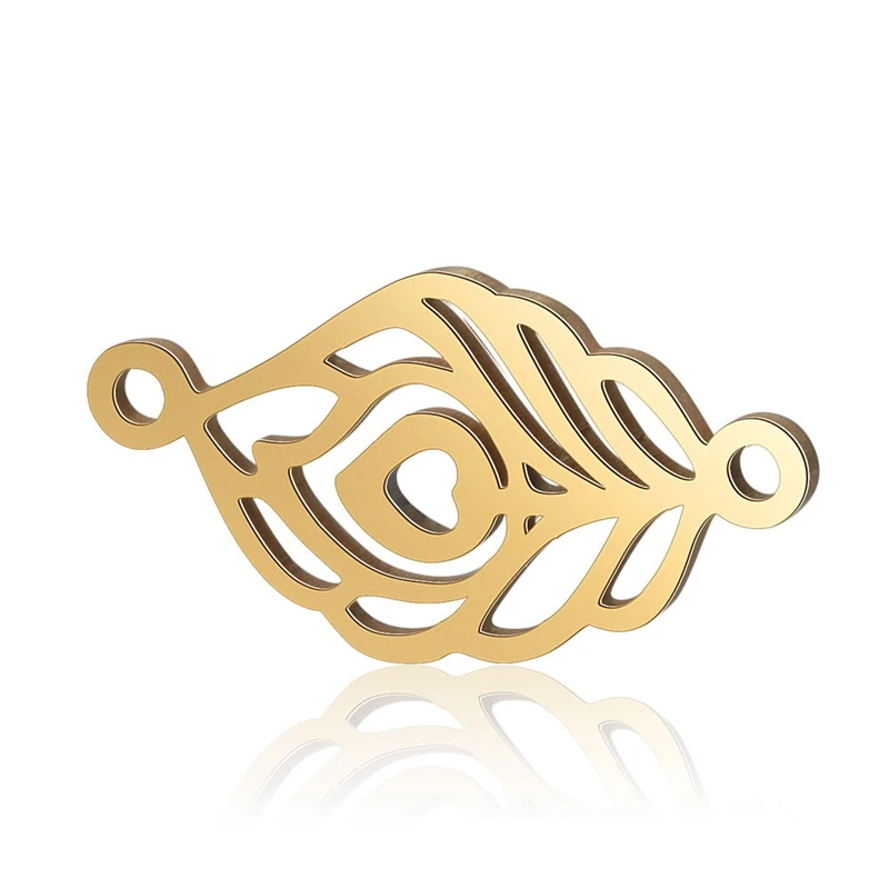 gold Semitree 5 шт./лот листья из нержавеющей стали браслет Разъемы Подвески для ожерелья медальон DIY для изготовления украшений вручную аксессуары - Окраска металла: gold