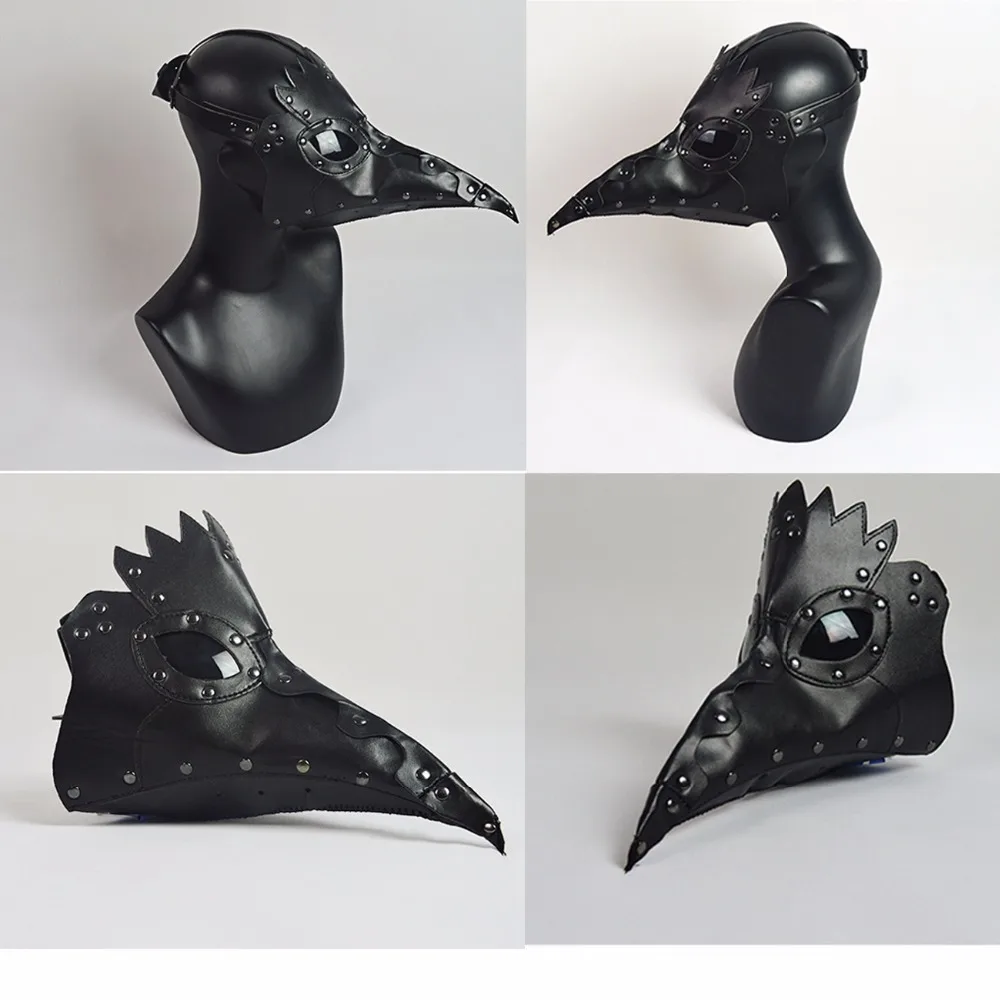 

plague doctor mask Beak Doctor Mask Long Nose Cosplay Fancy Mask rivet Gothic Retro Rock Leather Halloween beak Mask