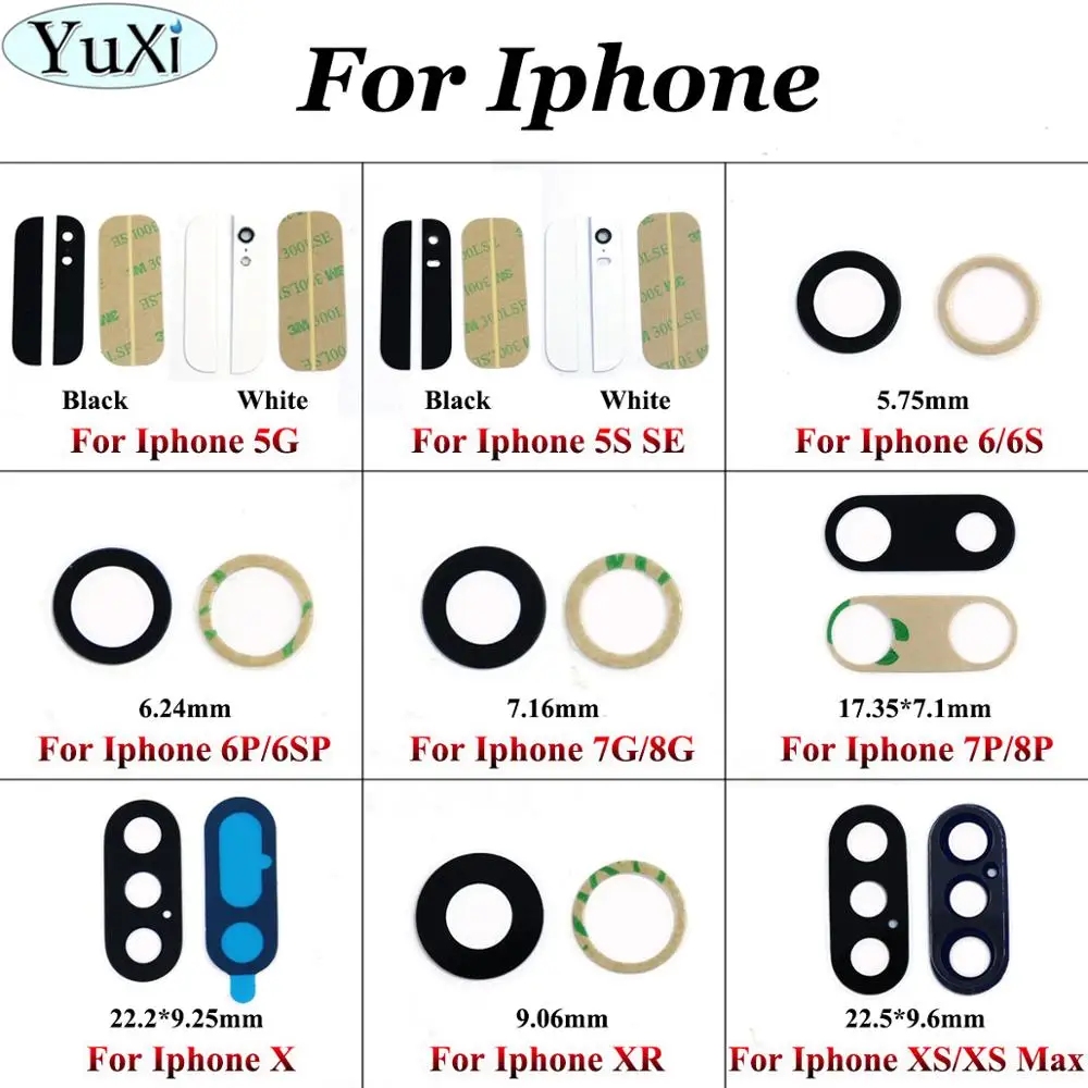 Стеклянный объектив камеры YuXi со сменной лентой для iPhone X XS Max XR 8 7 6s 6 plus задней с