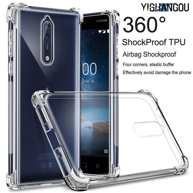 

YISHANGOU Transparent Silicon Full Coverage Phone Case For Nokia X3 X5 X6 X7 2.1 3.1 5.1 6.1 7.1 Plus 1 2 3 5 2017 6 7 2018 8 9