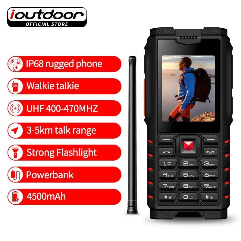 Ioutside T2 водонепроницаемый портативный IP68 Ударопрочный с фонариком Powerbank FM Русская