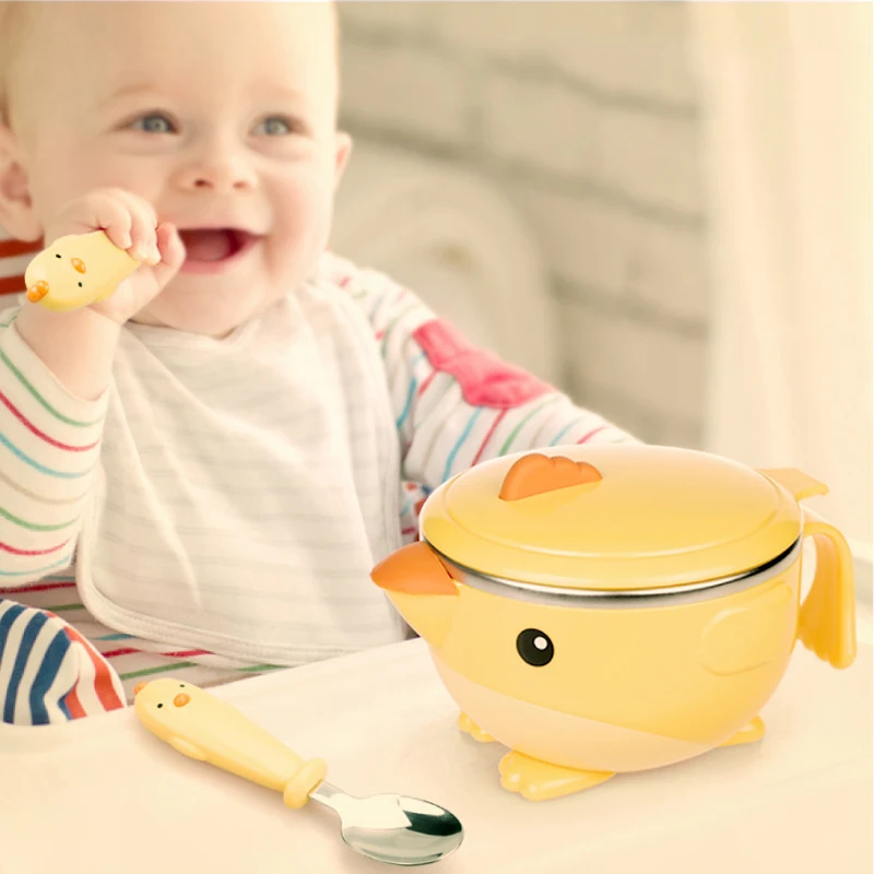 Baby Tableware Set Stainless Steel Cute Cartoon Thermal Dishes Kid Hot Water Insulation Bowl Children Feeding Dinnerware MBG0372 Baby Tableware Set Stainless Steel Cute Cartoon Thermal Dishes Kid Hot Water Insulation Bowl Children Feeding Dinnerware MBG0372
