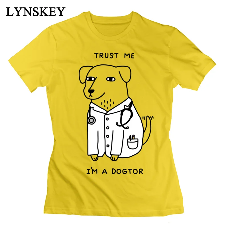 LYNSKEY Women T-Shirt Fashion Leisure Tops Tees Summer/Autumn Cotton O Neck Short Sleeve Crazy Dogtor Tee Shirt Top Quality pink
