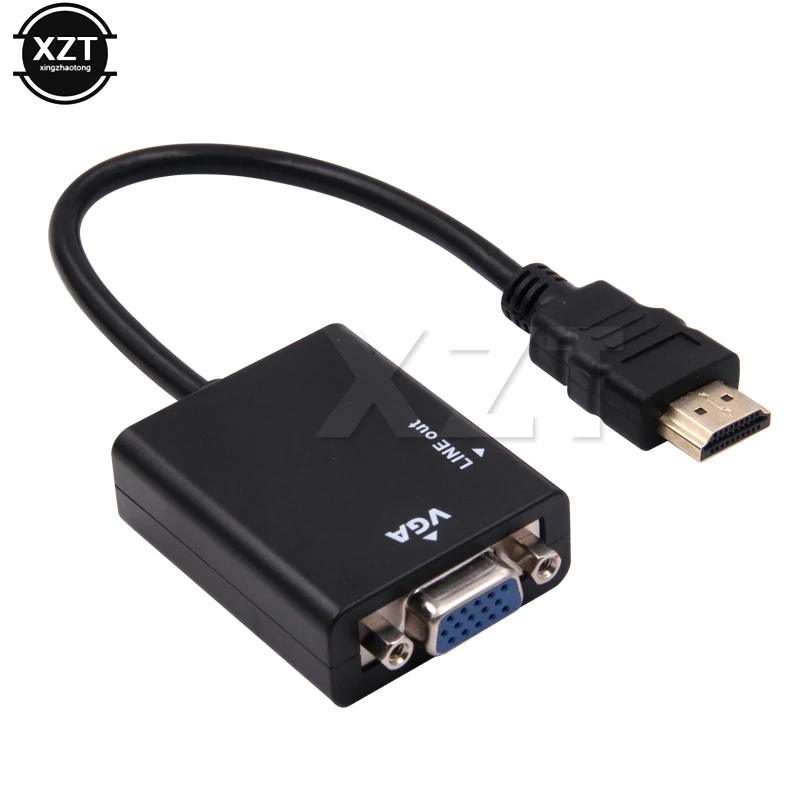 Высокое качество 3,5 мм разъем аудио кабель HDMI к VGA адаптер Femal с HDMI к VGA конвертер для PS4 MINI HDMI к VGA адаптер - Цвет: Черный