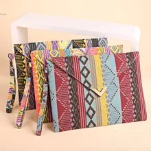 Neue Frauen Leinwand Umschlag Handtasche Nationalen Stil Geometrische Casual Party HandbagDy