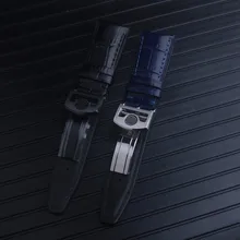 Мужской браслет из натуральной кожи, 20 мм, 22 мм, синий, черный(подходит), IWC pilot Metal deploy, мужские аксессуары с Т-образным ремешком