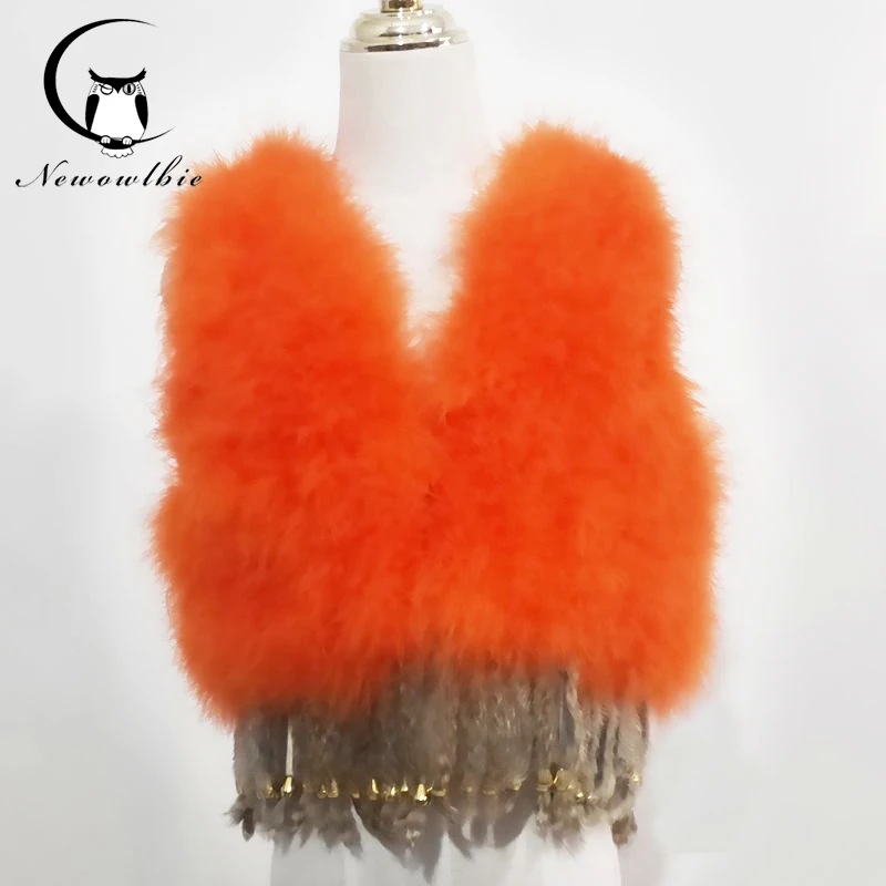 

Real natural ostrich hair vest hem plus tassel short real fur coat women's turkey hair vest can be customized performance