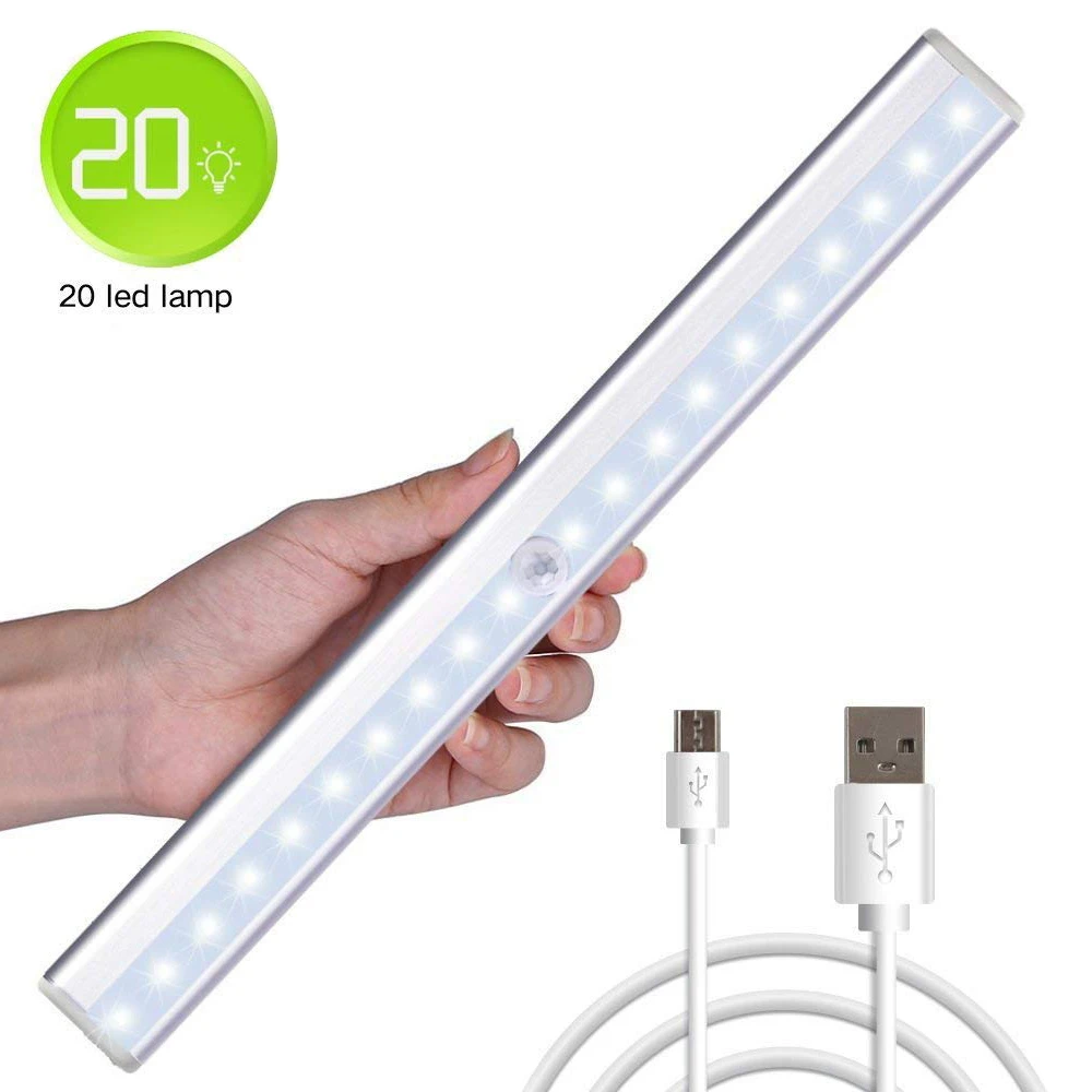 Светодиодный ночник с датчиком движения 5 В USB зарядкой для кухни спальни шкафов