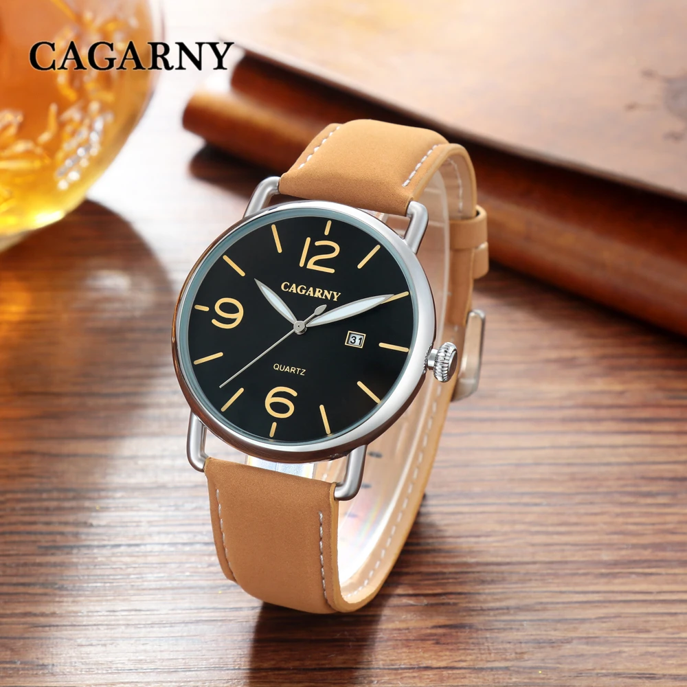 cagarny quartz watch men leather strap bracelet watches drop shipping (18)