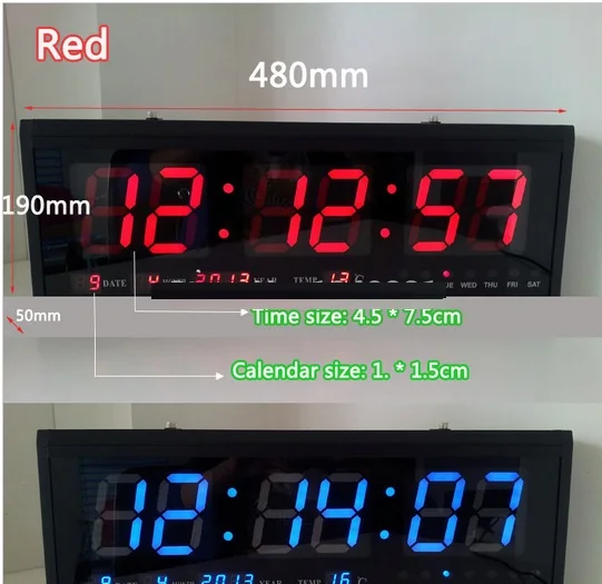HT4819SM 9 синие буквы алюминиевые большие цифровые часы светодиодные современный