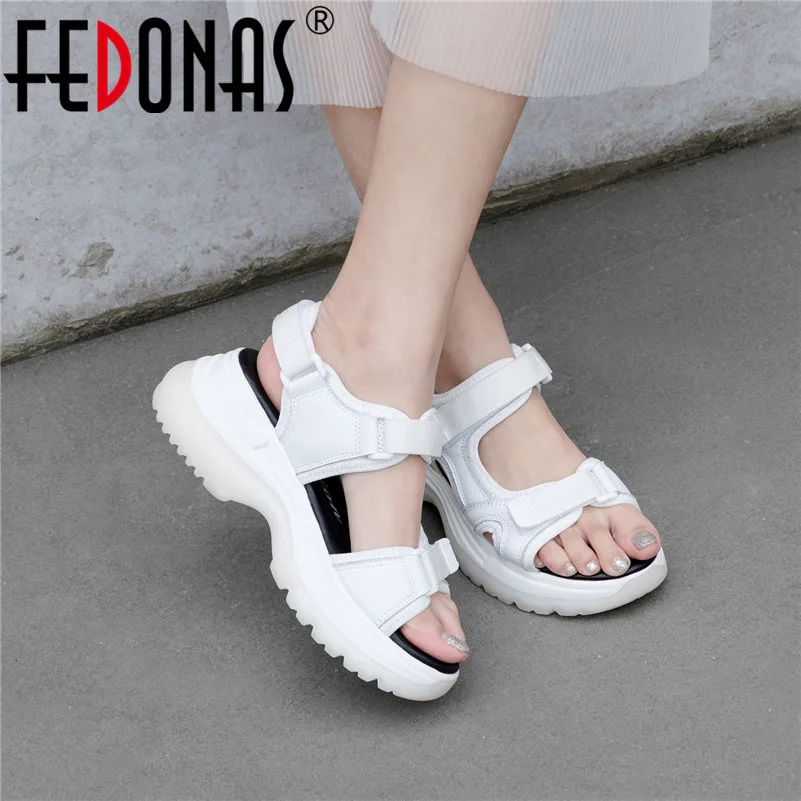 

FEDONAS Summer Casual Sandals Women High Quallity Genuine Leather Concise Shoes Summer Leisure Shoes Woman Basic Flats Sandals