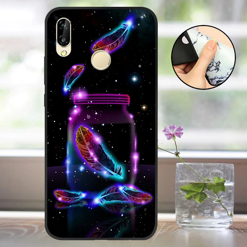 Черный матовый чехол для Huawei P20 Lite силиконовый с рисунком P20Lite телефона 5 84 дюйма