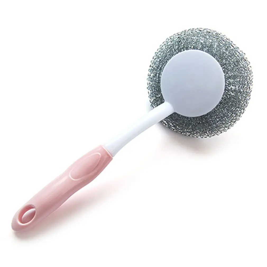 

kitchen hanging cleaning brush Creative long handle steel ball brush to oil washing pot brushing dish brush