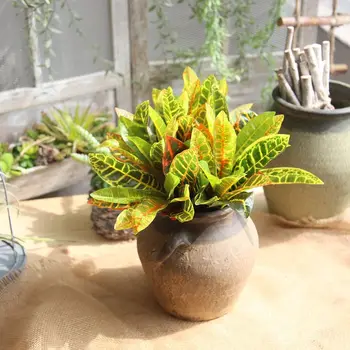 

10PCS Artificial Plants Leaf Plants Fake Tree Leaves Simulation Handmade Grass Plastic Leaf Home Wedding Decor Fork Grass Plant