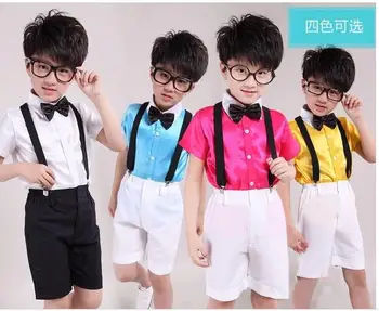 

Color Children's Day boys chorus students stage costumes performance clothing overalls suit shirt