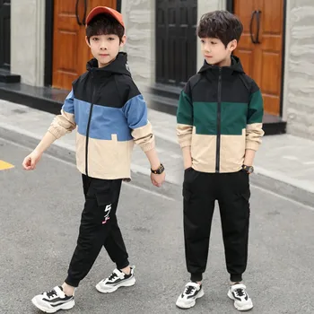 

2019 New Arrivals Spring autumn Children's Clothing Set 5-15 years Fashion Tracksuit For Boys Sports Suit patchwork Clothes Sets