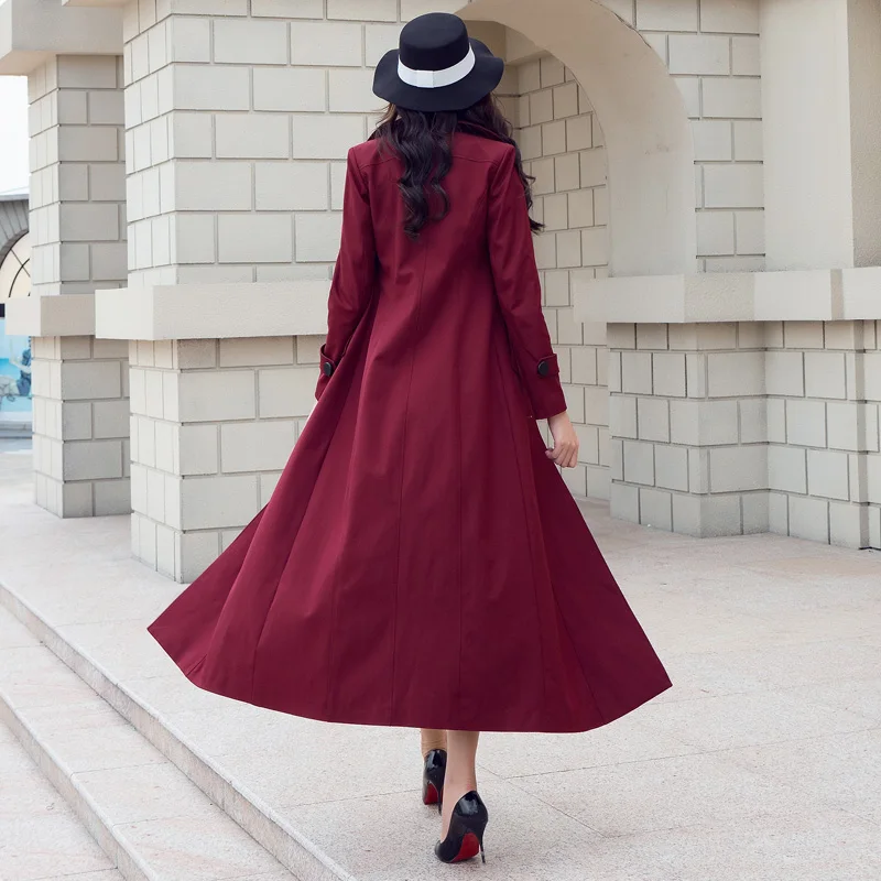 Simple bourgogne Extra vent Nouvelle pea beige Trenchs Boutonnage Marron Red Arrivée Green Grande Longues Manteaux pepper 2017 Automne Femme Manches 4xl Taille Coupe S qCP5wgxpWn