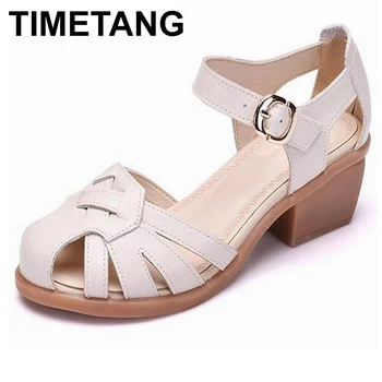 

TIMETANG Women shoes summer sandals female handmade genuine leather women casual comfortable woman shoes sandals women summer