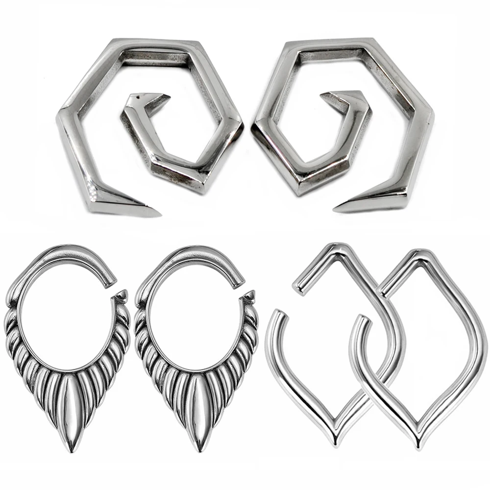 

2PC Stainless Steel Ear Tunnel Double Flared Ear Flesh Tunnel Ear Gauge Expander Stretchers Weight Body Jewelry Piercing Earring