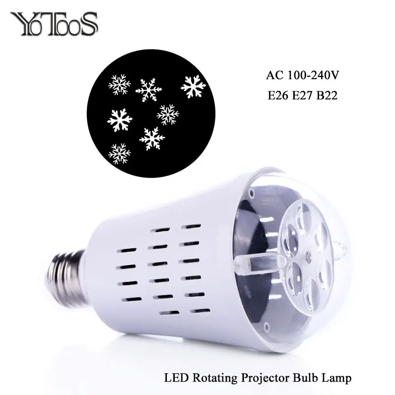 Yotoos E27 E26 Led Projector Bulb Auto Rotate White Snowflake Yotoos E27 E26 Led Projector Bulb Auto Rotate White Snowflake Lighting Effect For Holiday Party Christmas Decoration