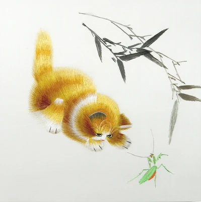 DIY шелк тутового шелкопряда Сучжоу наборы для вышивки напечатанные картины, комплекты для рукоделия птицы, рыбы и цветы - Цвет: 30x30cm