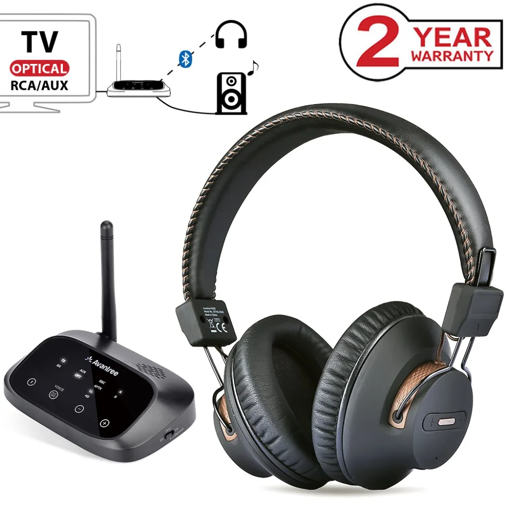 avantree ht4189 wireless headphones for tv watching with bluetooth transmitter